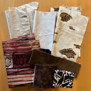 Brown, Beige, and Cream Printed Quilting Cotton Fabric Scrap Bundle
